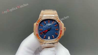 Patek Philippe Nautilus Women 35.2mm 9015 Movement Blue Face Diamond Bezel Watch